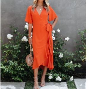 Santos Ruffle Wrap Midi Dress - Vici dolls dress